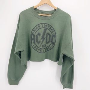 AC/DC 1975 High Voltage Cropped Sweatshirt